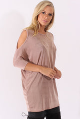 Mauve Batwing Cold Shoulder Oversized Top - Carly