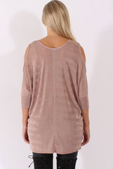 Mauve Batwing Cold Shoulder Oversized Top - Carly