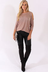 Mauve Batwing Cold Shoulder Oversized Top - Carly