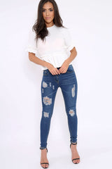 White Peplum Frill Detail Top - Carly