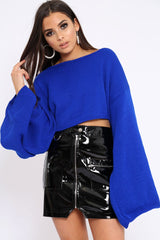 Royal Blue Cropped Batwing Jumper - Carmin