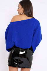 Royal Blue Cropped Batwing Jumper - Carmin