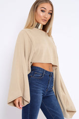 Stone Cropped Batwing Jumper - Carmin