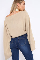 Stone Cropped Batwing Jumper - Carmin
