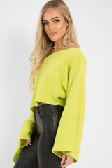 Lime Green Cropped Batwing Jumper - Carmin