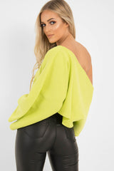 Lime Green Cropped Batwing Jumper - Carmin
