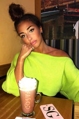 Lime Green Cropped Batwing Jumper - Carmin