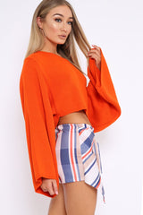 Orange Cropped Batwing Jumper - Carmin