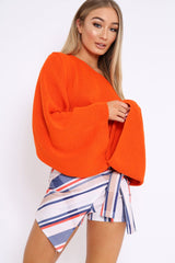 Orange Cropped Batwing Jumper - Carmin