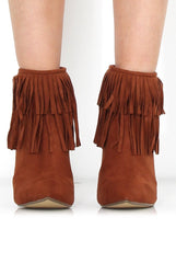 Carrey Tan Suede Tassel Ankle Boots