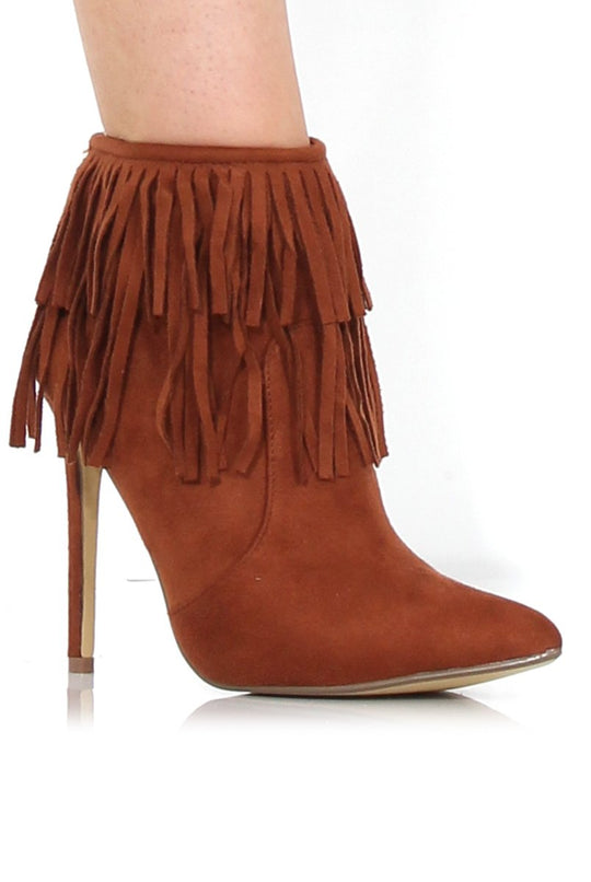 Carrey Tan Suede Tassel Ankle Boots
