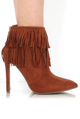 Carrey Tan Suede Tassel Ankle Boots