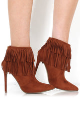Carrey Tan Suede Tassel Ankle Boots