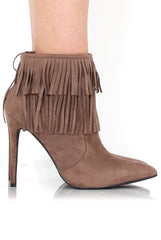 Carrey Mocha Suede Tassel Ankle Boots