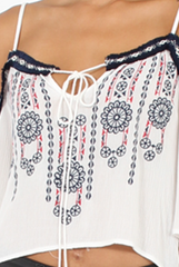 White Cold Shoulder Embroidered Crop Top - Carrie