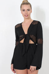 Carson Black Crochet Detail Playsuit