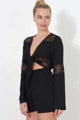 Carson Black Crochet Detail Playsuit