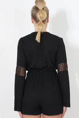 Carson Black Crochet Detail Playsuit