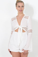Carson White Crochet Detail Playsuit