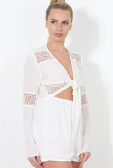 Carson White Crochet Detail Playsuit