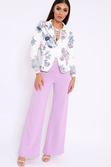 White Floral Print Blazer - Carys