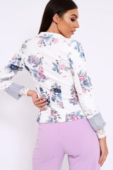 White Floral Print Blazer - Carys