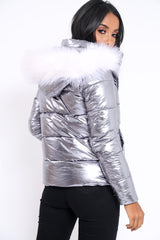 Silver Padded Puffer Coat - Casie