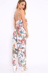 White Floral Print Cami and Trousers Co-ord - Cassidi