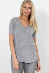 Cat Grey Zip Detail Top