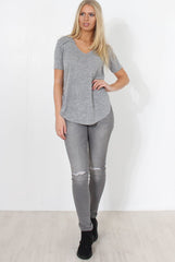 Cat Grey Zip Detail Top