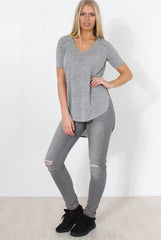Cat Grey Zip Detail Top