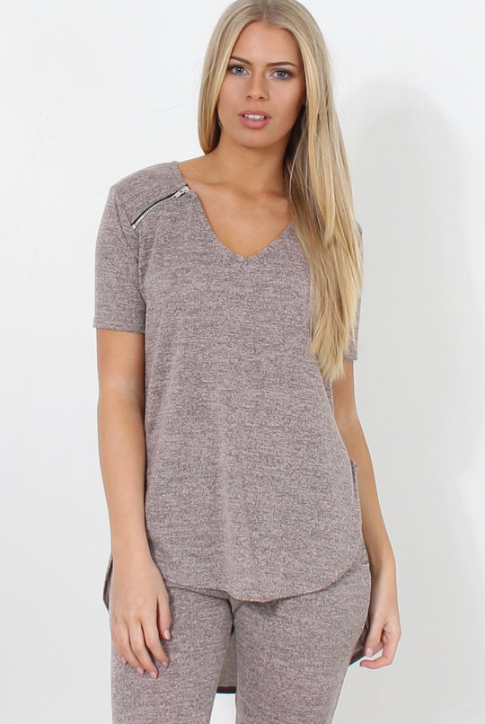 Cat Pink Zip Detail Top