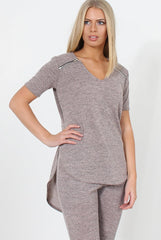 Cat Pink Zip Detail Top