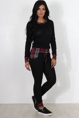 Cathie Black Tartan Trim Loungewear