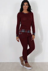 Cathie Wine Tartan Trim Loungewear