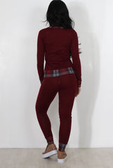 Cathie Wine Tartan Trim Loungewear