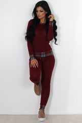 Cathie Wine Tartan Trim Loungewear