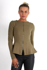 Cayla Kkaki Textured Peplum Jacket