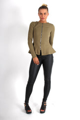 Cayla Kkaki Textured Peplum Jacket