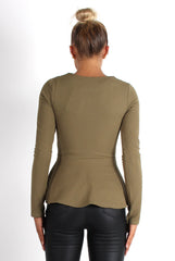 Cayla Kkaki Textured Peplum Jacket