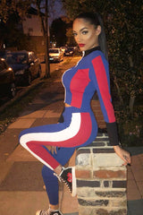 Blue Black Red Striped Tracksuit - Greylynn