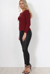 Ceanna Wine Tie Front Top