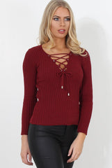 Ceanna Wine Tie Front Top