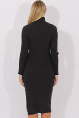 Charcoal Turtleneck Knitted Maxi Dress - Cece