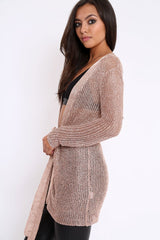 Rose Gold Metallic Knit Cardigan - Celina