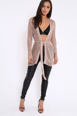 Rose Gold Metallic Knit Cardigan - Celina