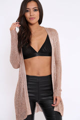 Rose Gold Metallic Knit Cardigan - Celina