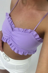 Lilac Ruffle Rouched Middle Bralet - Cellie