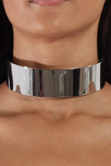 Silver Wide Metal Choker - Ceres