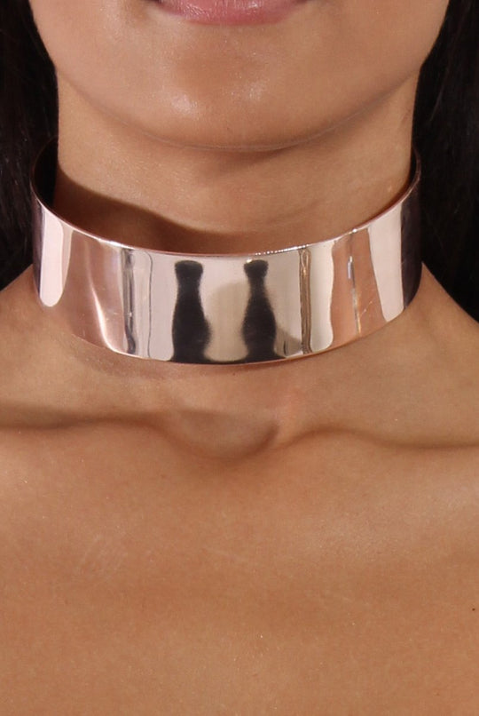 Rose Gold Wide Metal Choker - Ceres